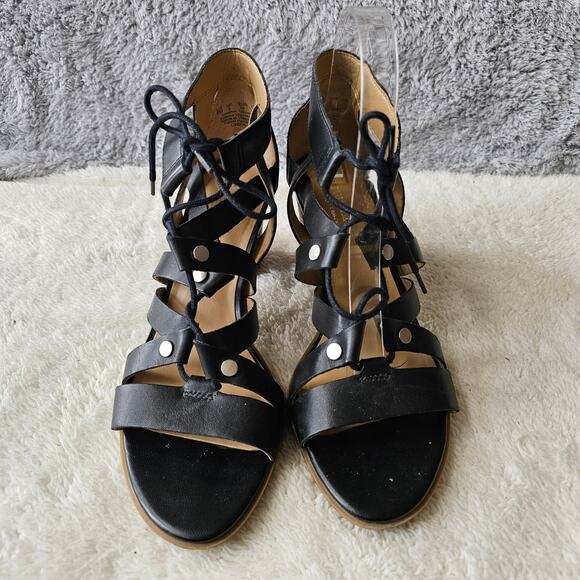 Naturalizer Women's London Leather Gladiator Heeled Sandals Size 8M Black Fairy - Picture 2 of 6